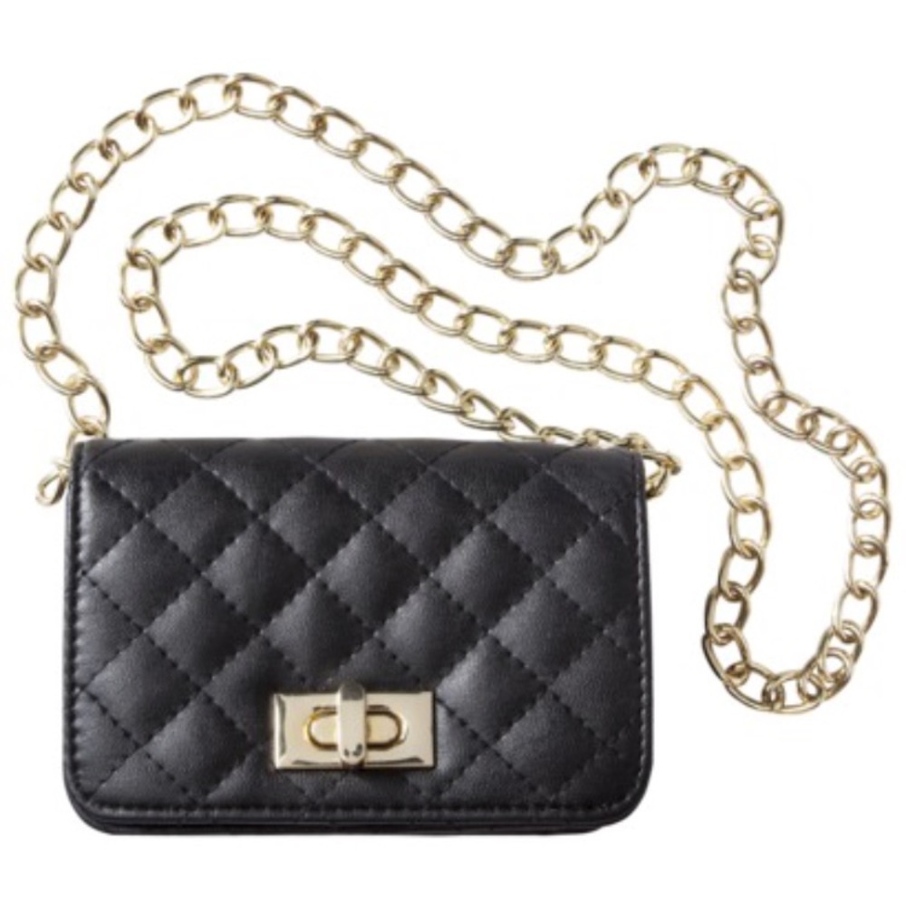 🟣 MOSSIMO Black Mini Crossbody Quilted Chain Bag